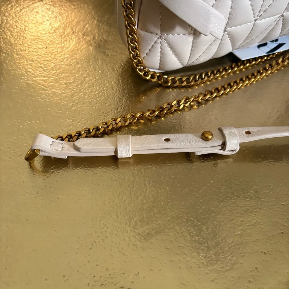 NWT Zara Quilted Cream Crossbody Shoulder Bag - Picture 4 of 11